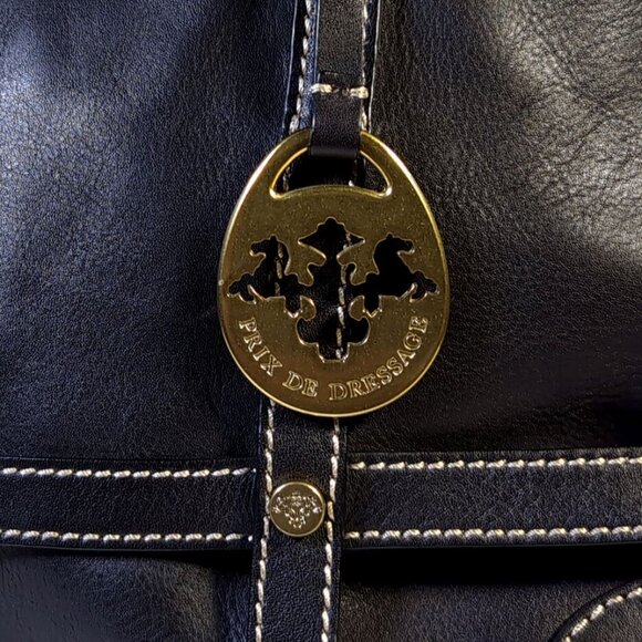 Prix De Dressage Satchel Black Leather Ghurka Style Satchel Purse - Picture 7 of 11